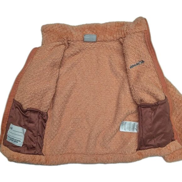 Columbia Fleece Fireside Jacket Girl's Size XS (6X) Coral Full Zip Camping Cute - Picture 5 of 8